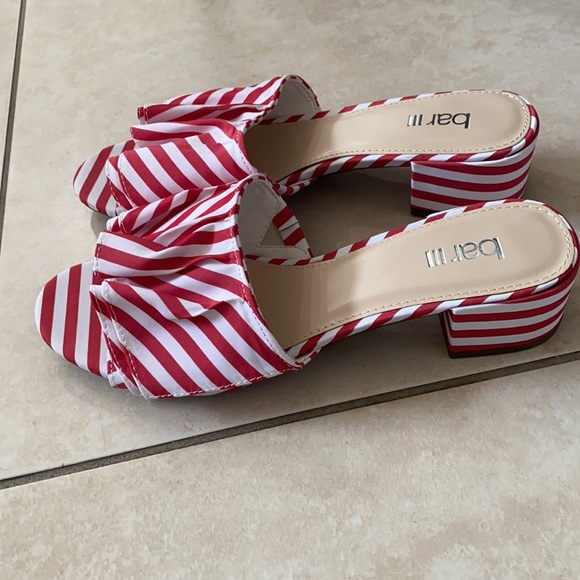 red and white stripped heeled-sandals! - Picture 4 of 4